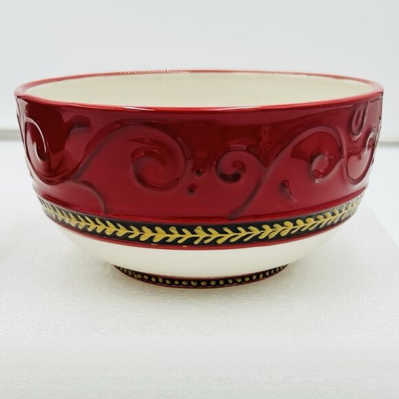 Fitz Floyd Damask Holiday 6" Salad Soup Serving Cereal Bowl Set of 2 - Picture 2 of 9